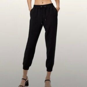 WILFRED - Black Buffon Crepe Drawstring Jogger Trousers - Small